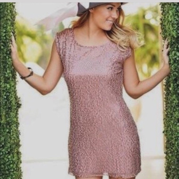 LAUREN CONRAD BLUSH PINK SEQUIN SHEATH MINI DRESS - Picture 6 of 15